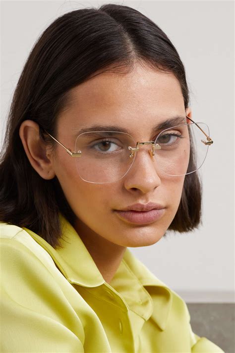 Gucci Eyewear Round Frame Embellished Gold Tone Optical Glasses Net A