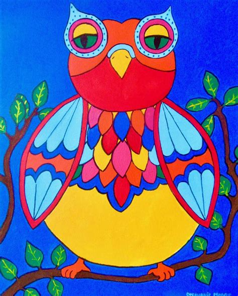 Bright Night Owl Painting By Stephanie Moore Saatchi Art