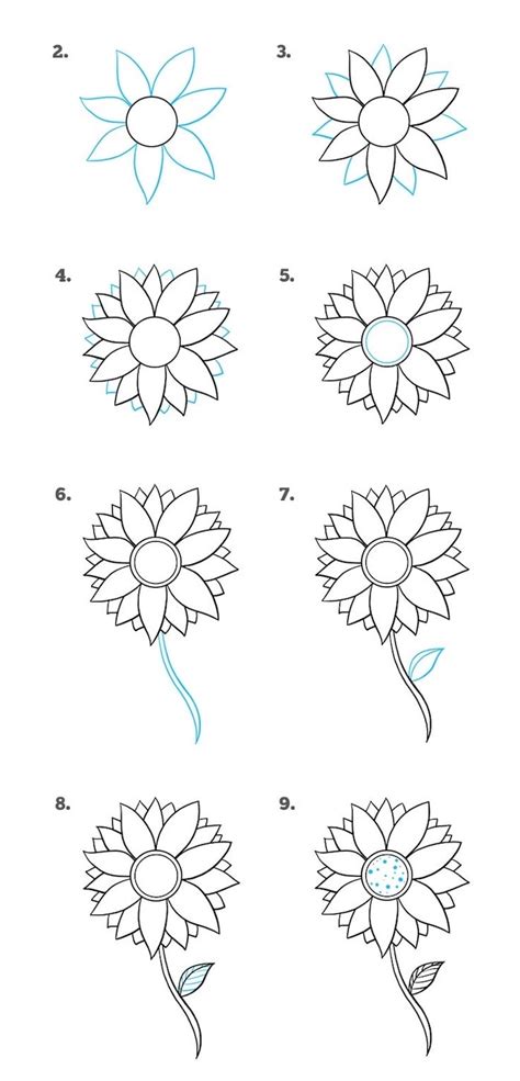 How To Draw A Sunflower How To Draw A Flower Step By Step Diy Tutorial