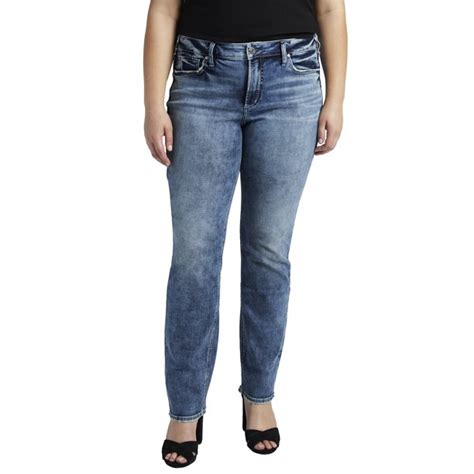 Silver Jeans Co Womens Plus Size Suki Mid Rise Straight Leg Jeans