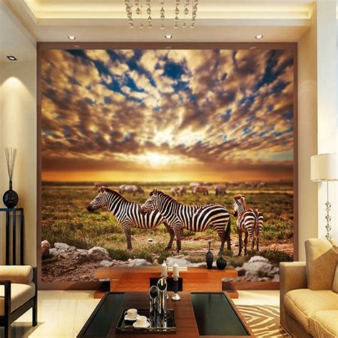 Custom Mural Hd High Definition Africa Grassland Zebra