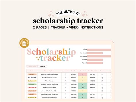 Scholarship Spreadsheet Google Sheets School Tracker - Etsy in 2023