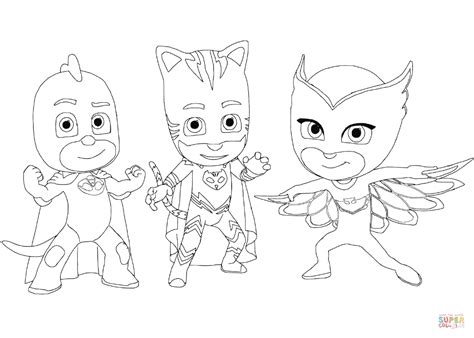 Gecko, Catboy and Owlette coloring page | Free Printable Coloring Pages