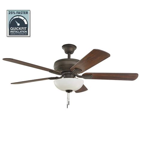 Hampton Bay Rothley Ii 52 In Indoor Led Bronze Ceiling Fan With Light