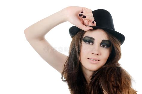 Portrait Of The Beautiful Girl In A Hat Grunge Style Stock Photo