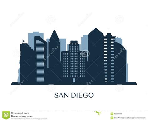 San Diego Skyline Silhouette Cartoon Vector 79190761