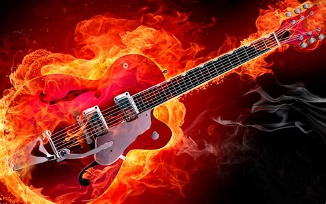 Great Guitar Sound Electric Rockabilly Guitar On Fire Red Smoke