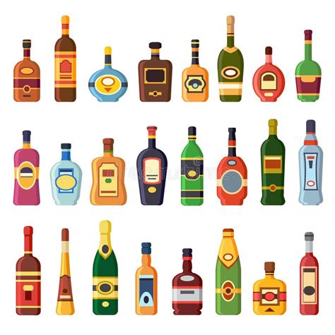 Alcoholflessen De Alcoholische Fles Van De Alcoholische Drankdrank Met