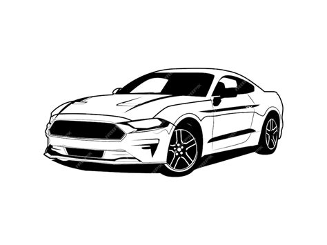 Premium Vector Ford Mustang Gt Silhouette Black And White Illustration