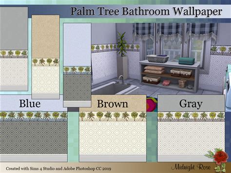 Palm Tree Border Bathroom Wallpaper The Sims 4 Catalog