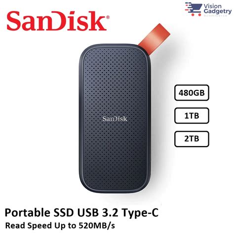 Sandisk E30 External Portable Ssd 520mbs Usb 32 Type C 480gb 1tb 2tb