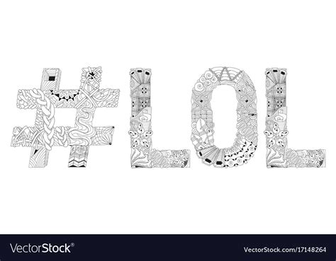 Word Lol With Hashtag For Coloring Decorative Vector Image