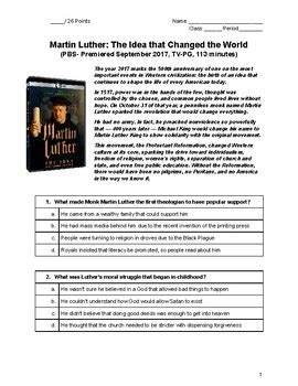 Basic addition math drill sheet with addends 0 through 9. Video Worksheet "Martin Luther: The Idea that Changed the ...