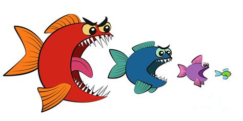 Big Fish Eating Small Fish Comic Digital Art By Peter Hermes Furian