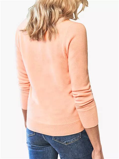 Pure Collection Cashmere V Neck Jumper Pale Peach At John Lewis And Partners