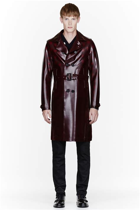 Lyst Burberry Prorsum Burgundy Sheen Pvc Trench Coat In Red For Men