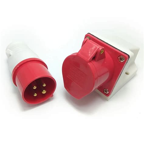 Industrial Plug And Socket Connector 380v Three Phase Electric 3 Core 4