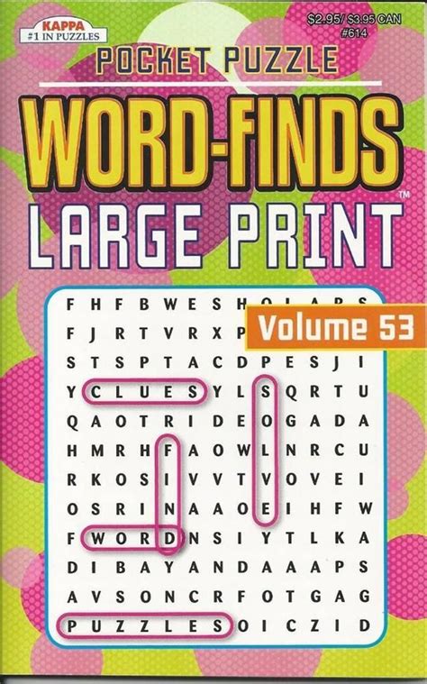 Kappa Pocket Puzzle Large Print Wordsearch Word Finds Fun Puzzle Book