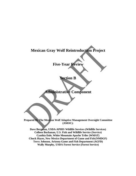 Pdf Mexican Gray Wolf Reintroduction Project Five Year Review