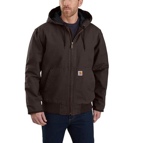 Have A Question About Carhartt Men S Medium Dark Brown Cotton Loose Fit Washed Duck Insulated