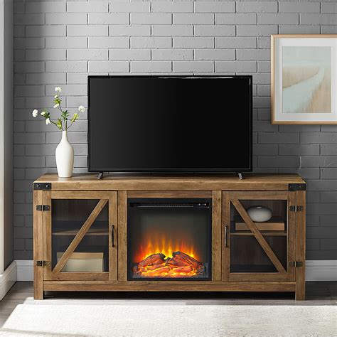 Walker Edison Rustic Farmhouse Fireplace Tv Stand For Most Flat Panel