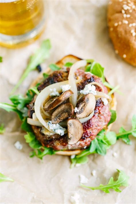 Chipotle Blue Cheese Burgers With Mushrooms And Onions Live Simply