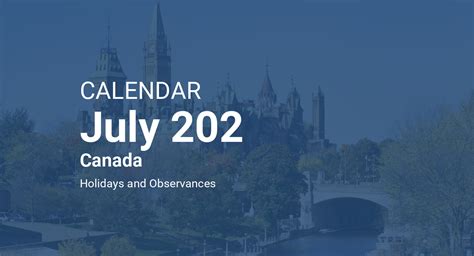 July 202 Calendar Canada