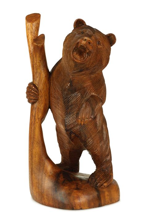 buy wooden hand carved standing bear statue handcrafted handmade figurine sculpture art rustic