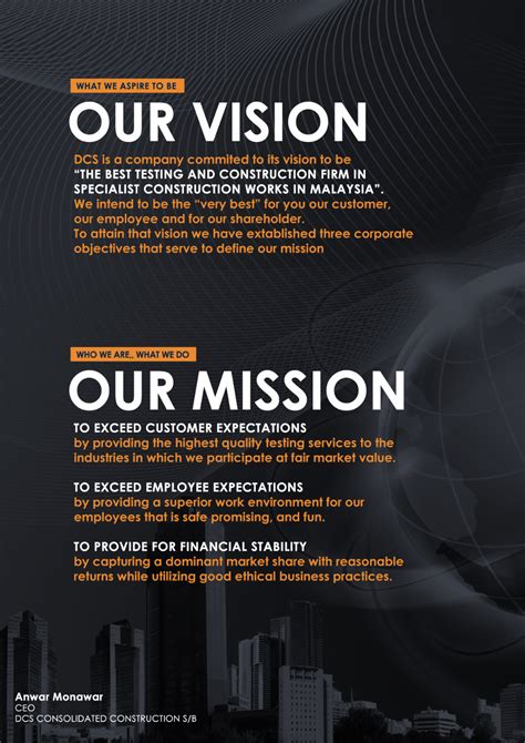 Dcs Consolidated Vision And Mission Company Vision And Mission