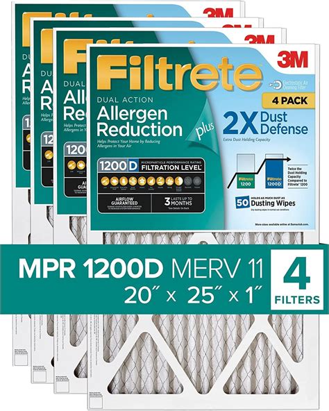 Filtrete 20x25x1 Air Filter Mpr 1200d Merv 11 Allergen Reduction Plus