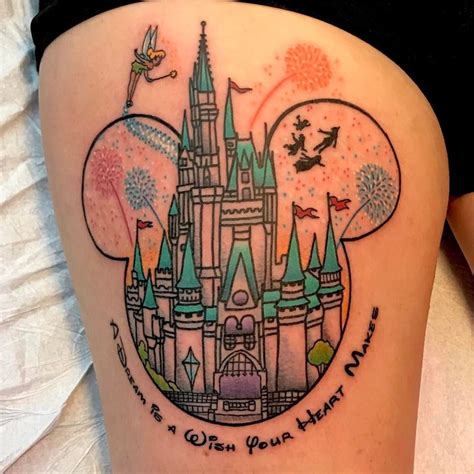 A Womans Thigh With An Image Of A Castle On It