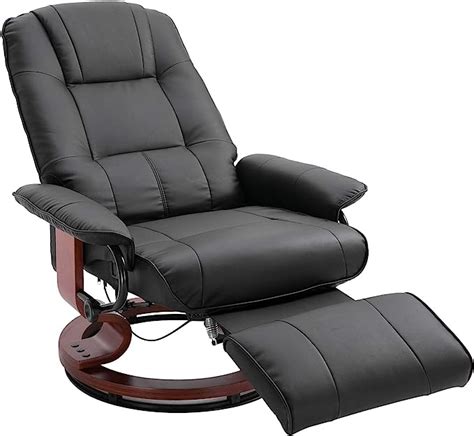 Homcom Manual Recliner Chair Armchair Sofa With Faux Leather Upholstered Wood Base For Living