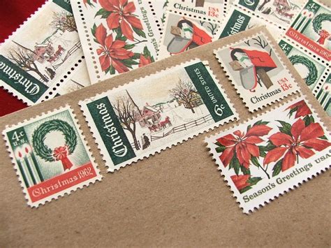 Christmas Classic Red And Green Unused Vintage Postage Etsy