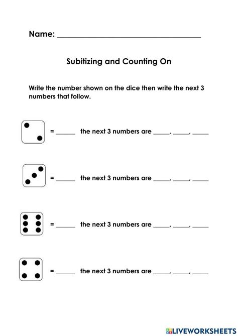 Subitizing And Counting On Interactive Worksheet Live Worksheets