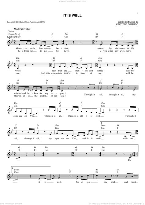 It Is Well Sheet Music Fake Book Pdf Interactive