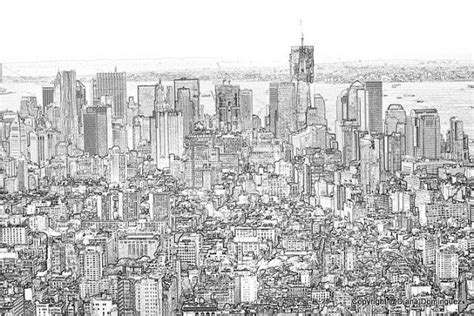 I Love Nyc Aerial View Of New York City View Sketch By