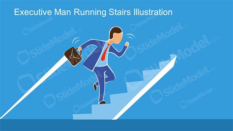 Executive Man Running Stairs Illustration Scene Slidemodel