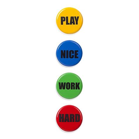 Play Nice Work Hard Button Plaques Set Of 4 Bed Bath And Beyond