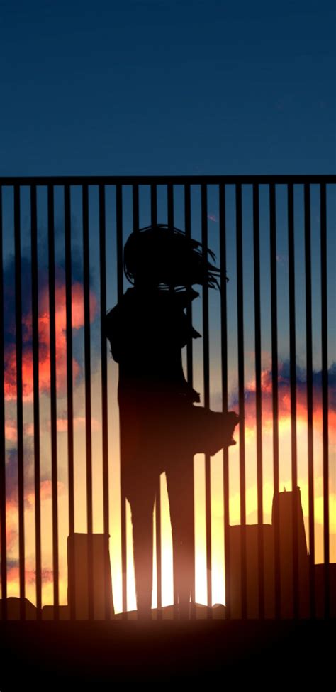 1440x2960 Anime Girl Watching Sunset Fence 4k Samsung Galaxy Note 98