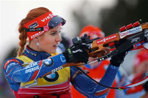 Gabriela Soukalova Of Czech Republic Shoots At The Range In The Women S