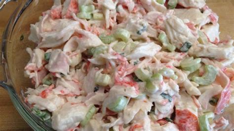 Remove from heat, and put mixture into a medium bowl. Mel's Crab Salad Recipe - Allrecipes.com