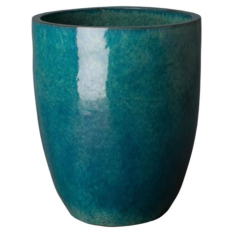 Emissary 28 In Tall Round Teal Ceramic Planter 0552tl 3 The Home