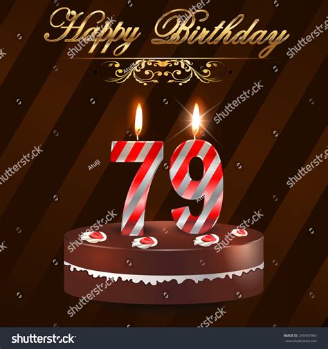 79 Year Happy Birthday Card Cake Vector De Stock Libre De Regalías