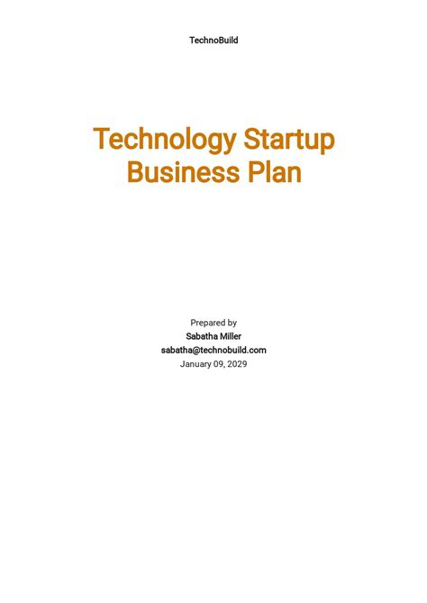 Tech Startup Business Plan Template