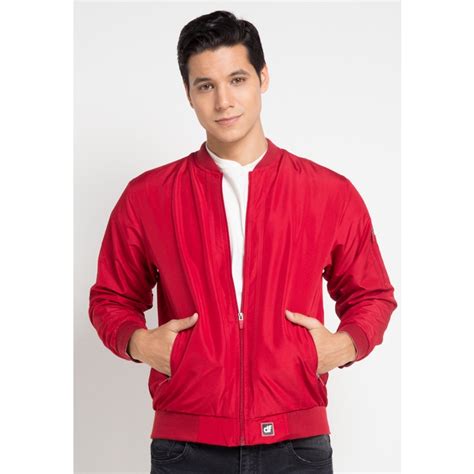 Jual Dandf Jaket Pria Unisex Parasut Bomber Merah Shopee Indonesia