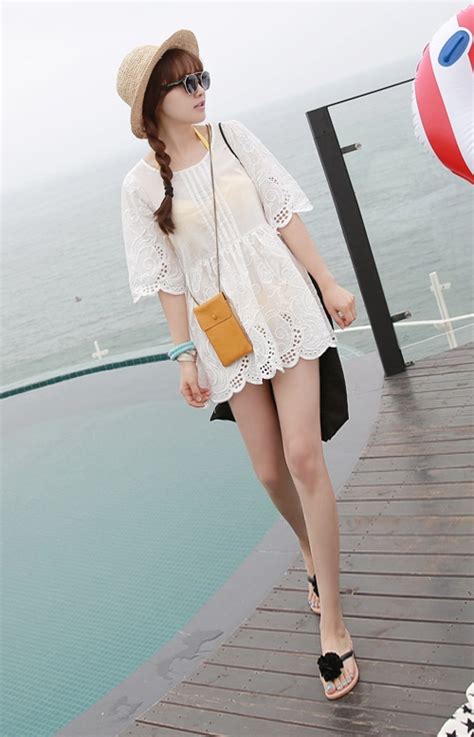 [miamasvin] Embroidered White Blouse Kstylick Latest Korean Fashion K Pop Styles Fashion