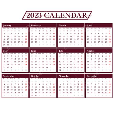 2023 Calendar Simple Table Style 2023 Calendar 2023 Calendar New