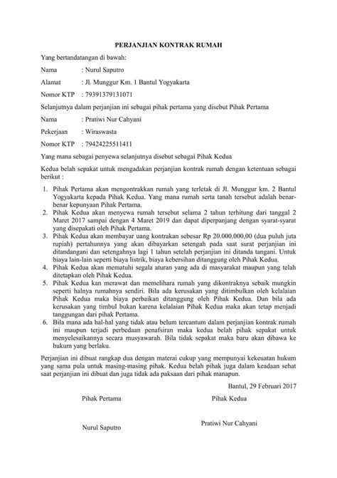 Ari lesmana rumah tersebut disewakan/dikontrakan sebagai rumah tinggal. Surat Perjanjian Sewa Rumah Doc