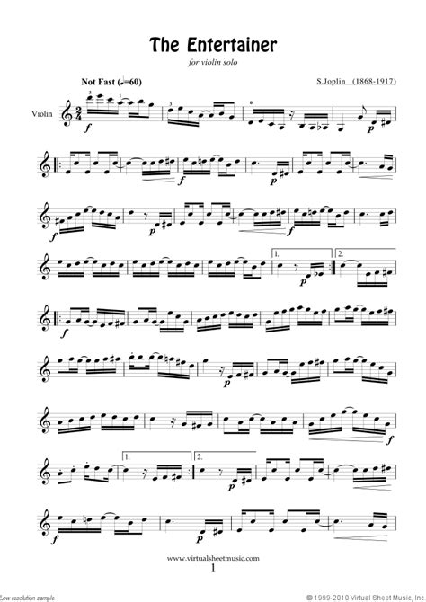 Free Joplin The Entertainer Sheet Music For Violin Solo Pdf