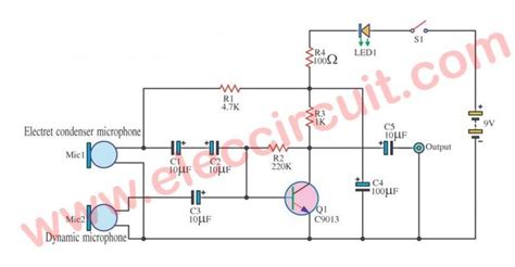 Transistors Dynamic Microphone Preamplifier Circuit With Pcb Basic